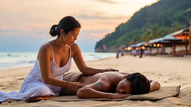 Massage am Strand von Khao Lak